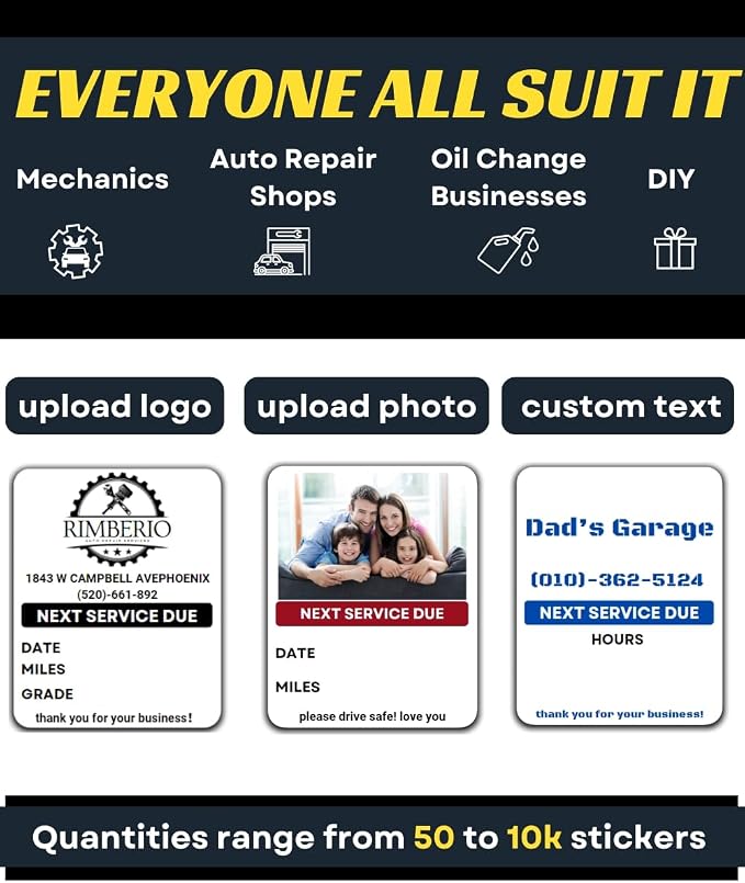 Oil Change Stickers for Windshield Personalized - Image 2