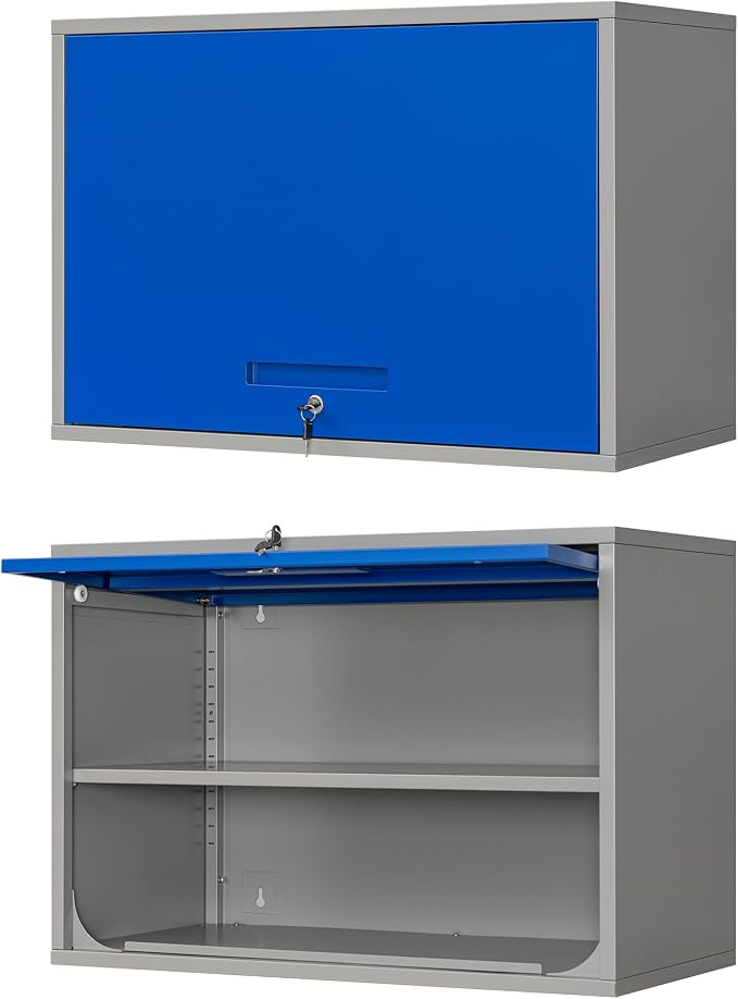 Metal Wall Cabinet with Locking Door and Shelf, Hanging Garage Cabinets with by Anxxsu