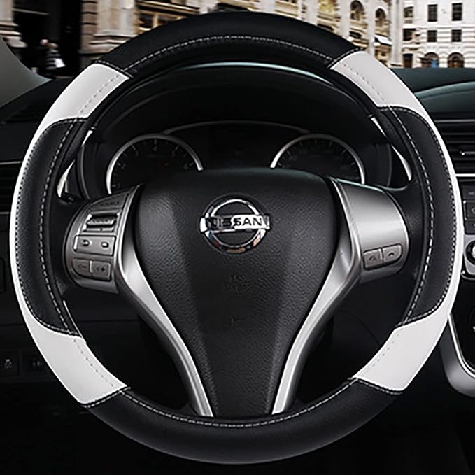 Leather Car Steering Wheel Cover, Non-Slip Car Wheel Cover Protector Breathable - Image 4
