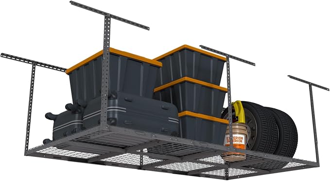 4ftx8ft Overhead Garage Storage Rack, Heavy-Duty Metal Garage Ceiling Storage by eShelf