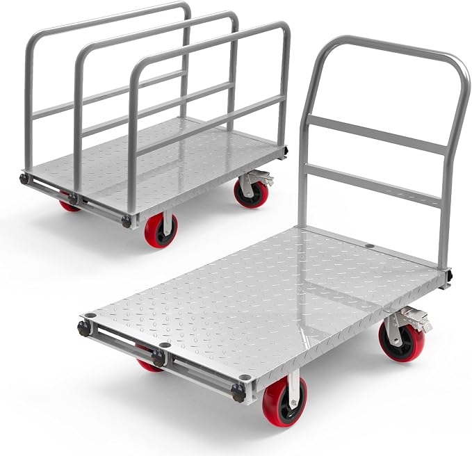 2IN1 Steel Panel Truck Cart, Lumber Cart Drywall Dolly，2500LBS Heavy Duty by PHEXOD