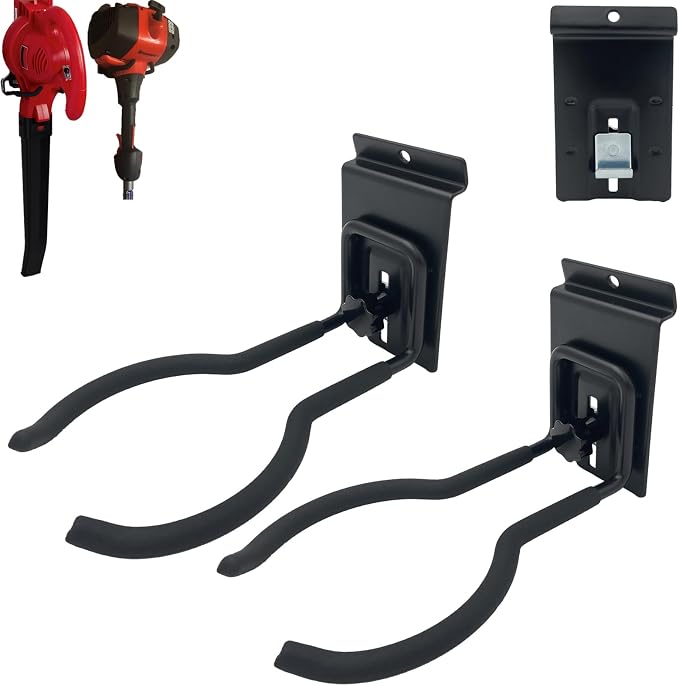 Adjustable Slatwall Hooks, Lockable Slatwall Weedeater Hanger, String Trimmer by Juformin