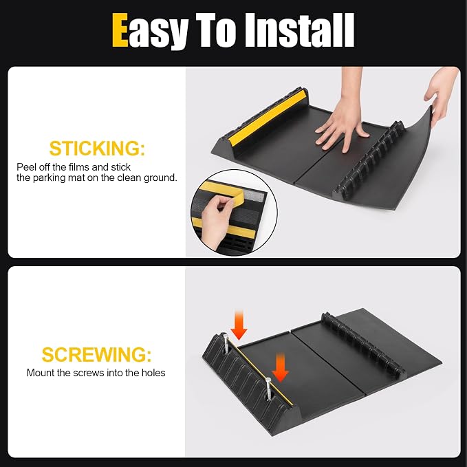 Rubber Garage Parking Mat 17.6 * 23.6 * 2.8" Heavy Duty Wheel Stoppers - Image 7