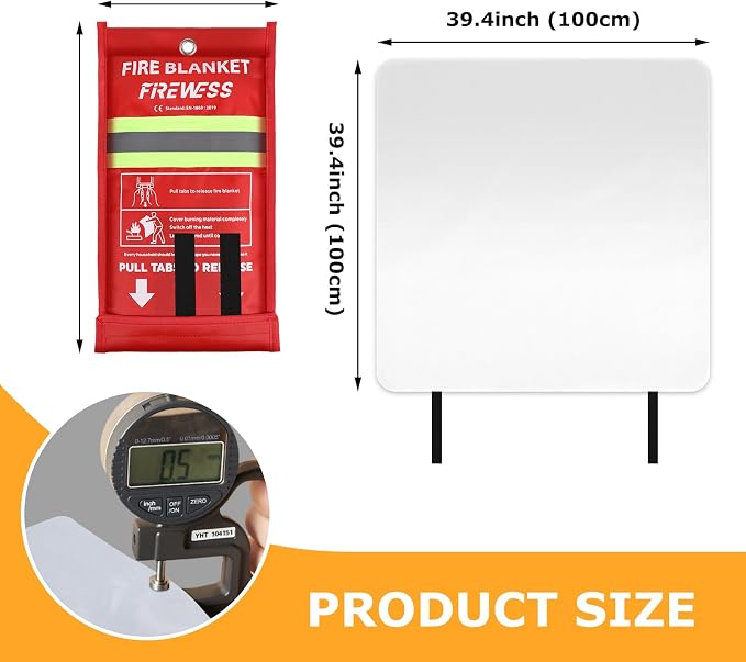 Emergency Fire Blanket, 2 Pack Fiberglass Flame Retardant Fire Blankets - Image 2