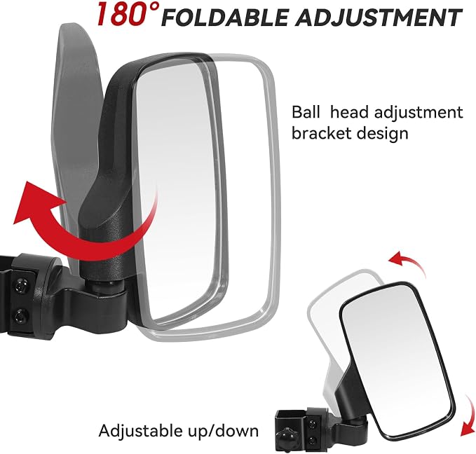 Upgraded Golf Cart Side Mirrors Full Package Tube&No Drilling, Fit - Image 4
