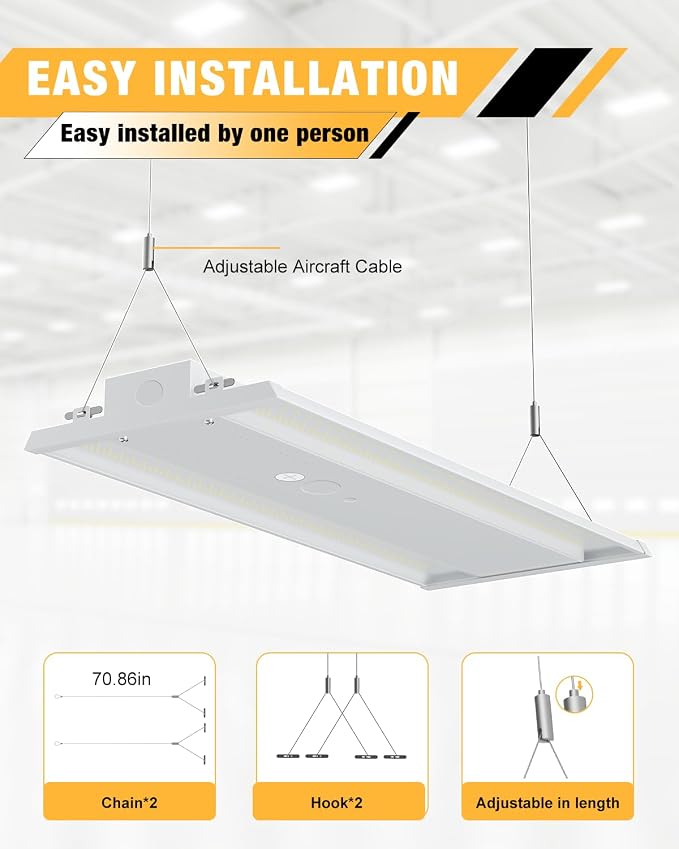 LED Linear High Bay Light, 130W 19500LM High Bay LED Shop Lights, 0-10V - Image 4