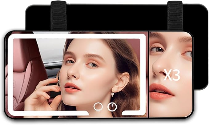 Car Sun Visor Vanity Mirror, Dimmable Touch Screen Makeup Mirrors by FASTAGEI