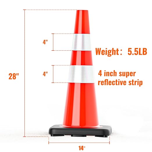 Traffic Cones 28 inch Orange 12 Pack Heavy Duty Safety Cones - Image 5