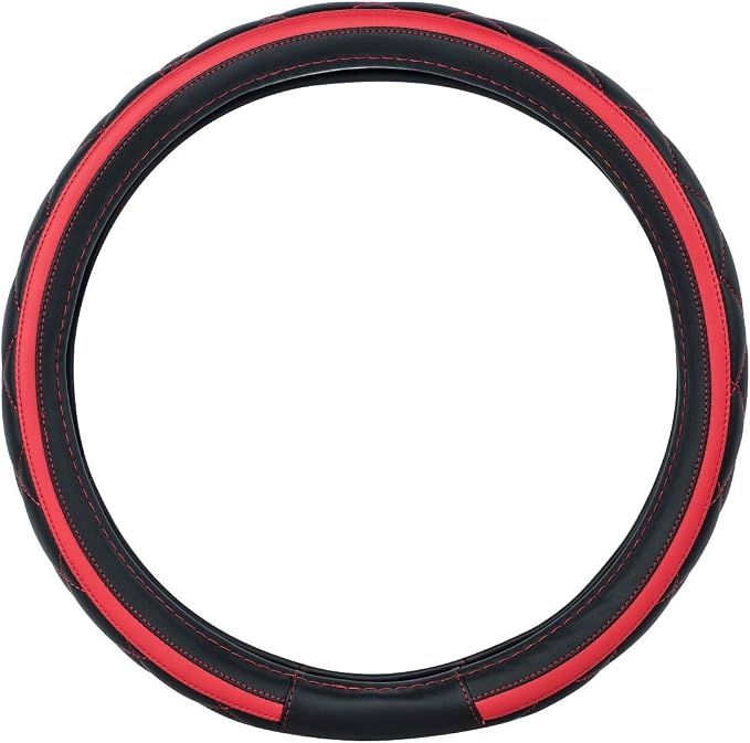 CAR PASS Sporty Quilting Leather Universal Fit Steering Wheel Cover, Fit - Image 7