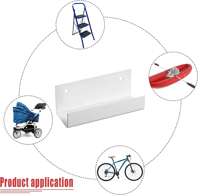 Blulu 4 Pieces Wall Mount Ladder Wall Wheelbarrow Hanger Steel Garage Storage - Image 3