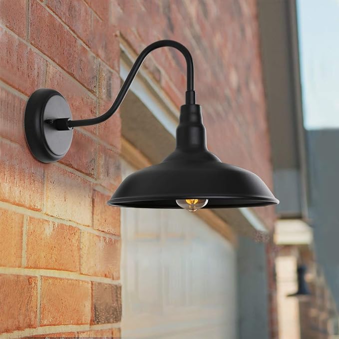 Black Gooseneck Barn Light for Farmhouse 10 Inch Dome Exterior Lights Fixture - Image 5