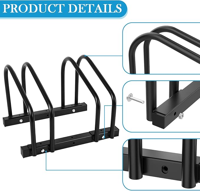 iCool Bikes Floor Bike Stand for 2 Bike, Bike Parking Rack Garage Bike Storage - Image 3