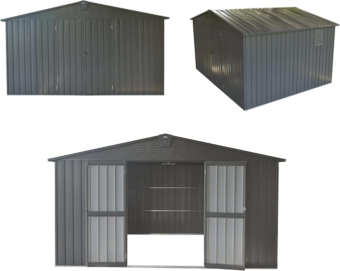 IKERY Extra Large Galvanized Steel Storage Shed 11' x 12.5' - Image 6