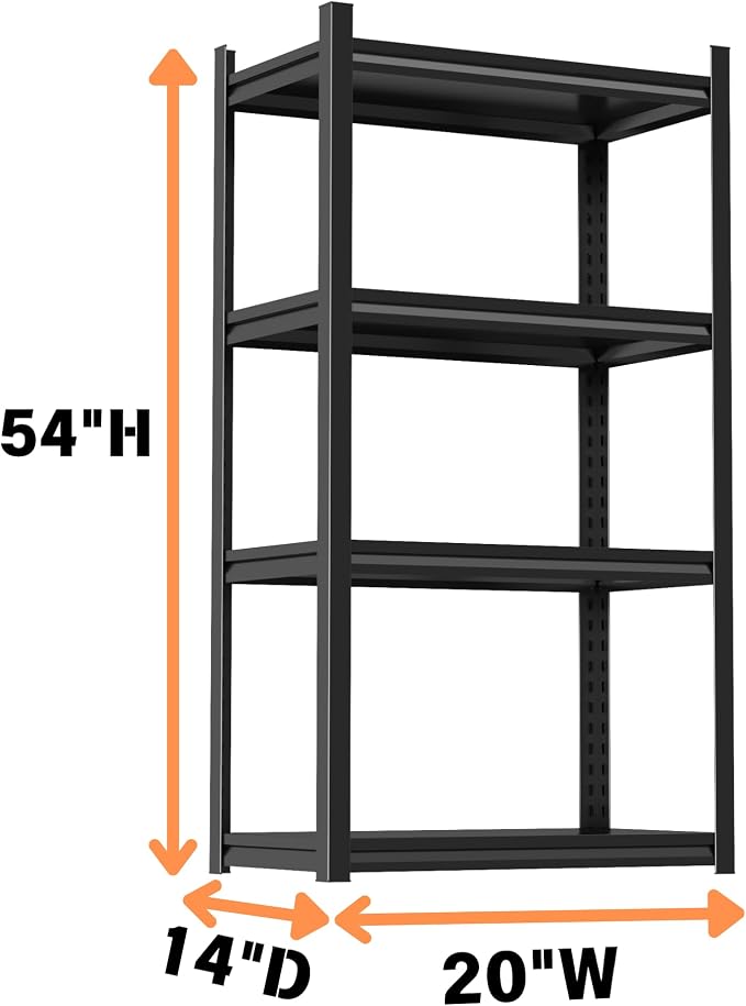 Metal Garage Shelving Unit, Heavy Duty 4-Tier Adjustable Storage Rack, Steel - Image 3