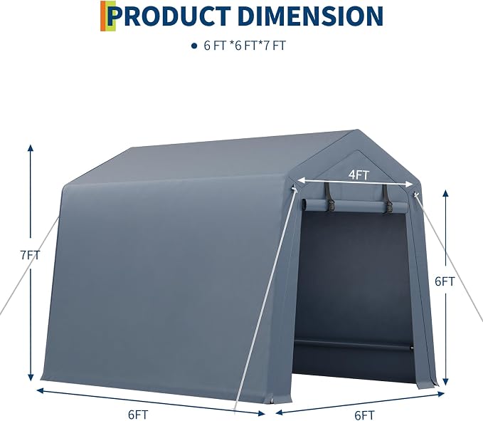 6x6 FT Motorcycle Shed, Durable Outdoor Motorcycle Storage Tent - Image 7