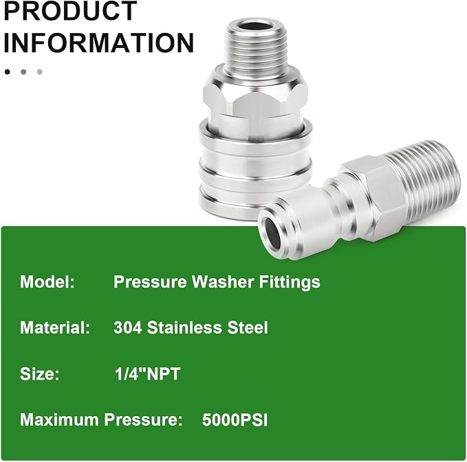 TAISHER 12PCS 304 Stainless Steel Pressure Washer Adapter Kit, Quick Connect - Image 4
