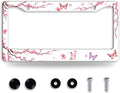 Pink Cherry Blossom Butterfly License Plate Frame Beautiful Flowers License by BRAGHRTED