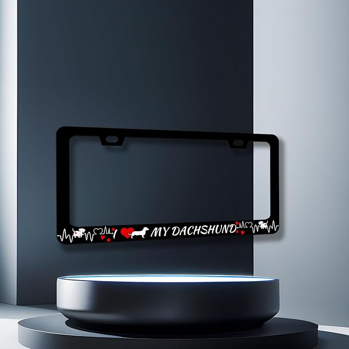 I Love My Dachshund License Plate Frame Animal Dog License Plate Holder - Image 3