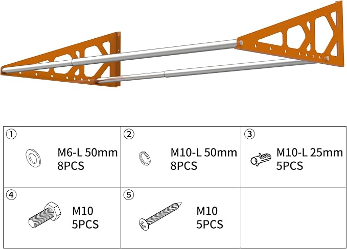 Tire Rack Wall Mount Adjustable 31"-56" Tire Storage Rack Wall Mount Wheel Rack - Image 3