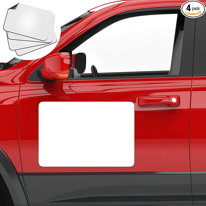4 Pack Blank Car Door Magnet Sticker, Rounded Corners Magnetic Vehicle Sign by ANOER
