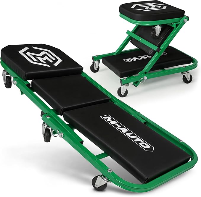 M-AUTO Foldable Z Creeper 2-in-1 Rolling Folding Car Creeper & Seat, 330LBS by M-AUTO