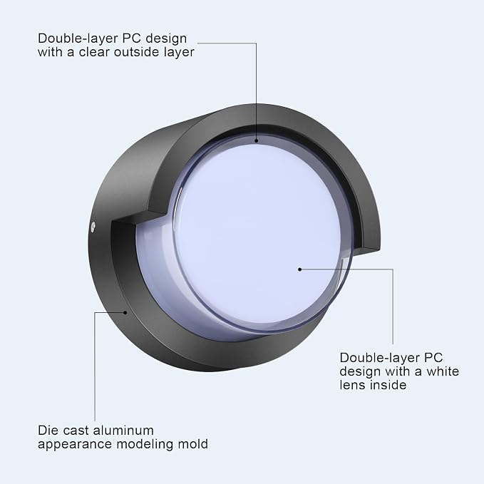 Porch Light Outdoor, 6000K Daylight Small Waterproof Anti Rust LED Wall Lights - Image 5