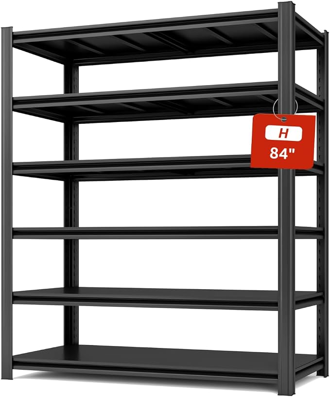 6 Tier Metal Shelving Unit 84" H x 55.12" W x 24" D, 3600LBS Adjustable Storage by SYLOUGH