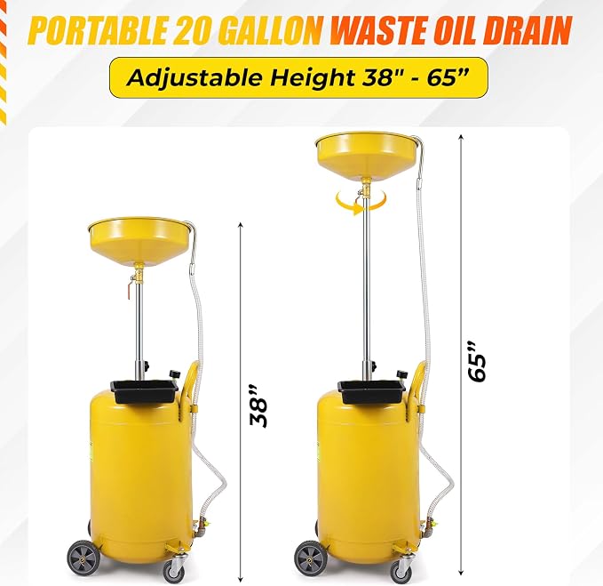 20 Gallon Waste Oil Drain Tank Portable Air Operated Oil Drainer - Image 6