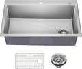 KRAUS Fairlane 33-inch Drop In/Top Mount Single Bowl 18-Gauge Stainless Steel by KRAUS