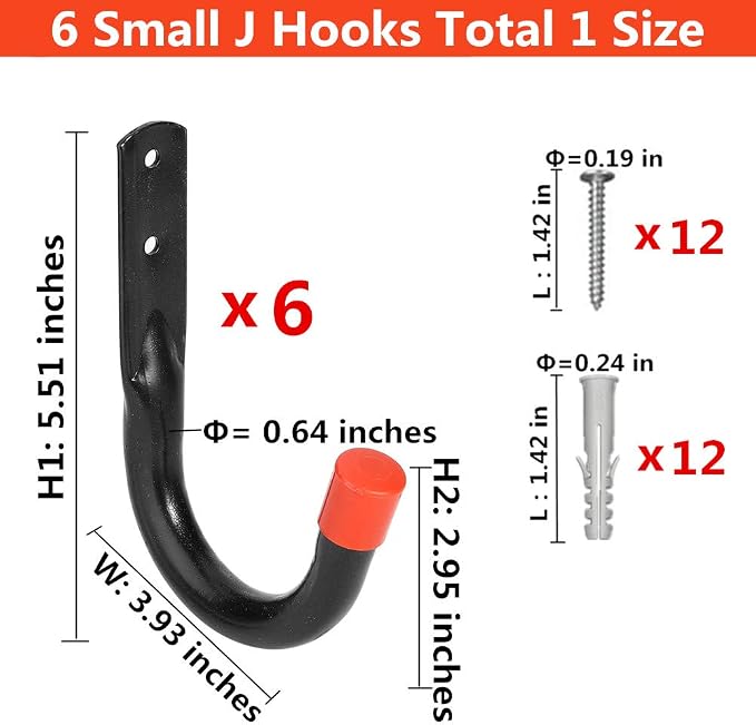 Wall Mount Utility Hooks Heavy Duty Steel Garage Storage Hanger Multi-Tools - Image 3