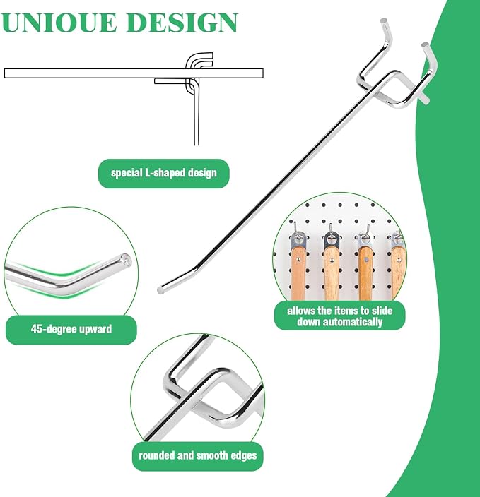 50Pcs 6"/15CM Pegboard Hooks Assortment Set, Metal Peg Board Hooks - Image 4