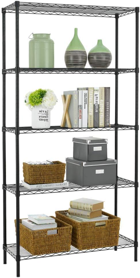 Wire Shelving Unit Commercial Metal Shelf Adjustable Layer Rack Strong Steel by BestOffice