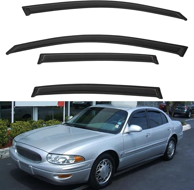 4pcs Front+Rear Smoke Tint Sun/Rain Guard Outside Mount Tape-On Vent Window by LQQDP