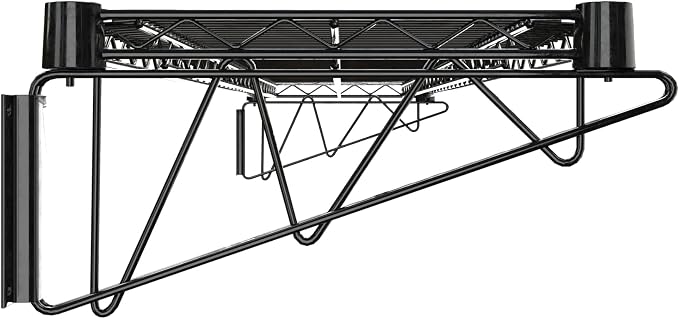 14" x 60" Black Epoxy Wire Wall Mount Shelf - Image 4