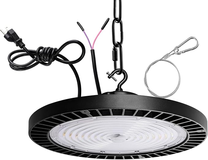 0-10V Dimmable UFO LED High Bay Light, 3 CCT Selectable LED Shop Lights by GXSTHY