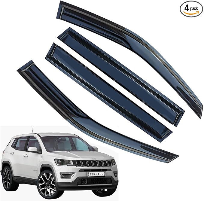 Rain Guards for Jeep Compass 2017-2023, Tape-on Side Window Deflectors for Jeep by LETINGFAR