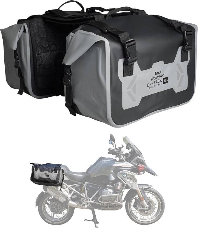 Motorcycle Saddle Bags Tail Bag, 30L Roll-top Waterproof Motor Detachable Side by TACXMOTORRAD