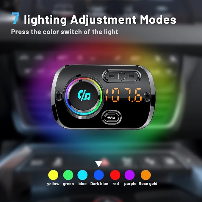 Bluetooth FM Transmitter for Car, Wireless Radio Adapter Car Music Player - Image 3