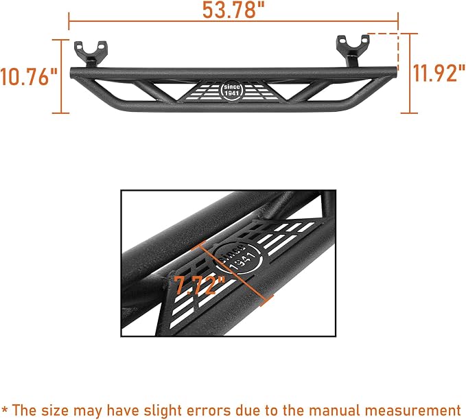 u-Box JK 2-Door Side Steps Running Boards, Drop Tubular Nerf Step Bars - Image 9