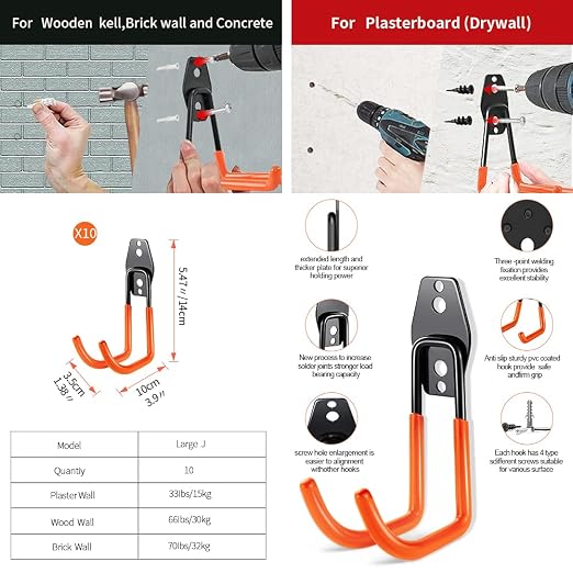 3-H Heavy Duty Garage Hooks - Image 2