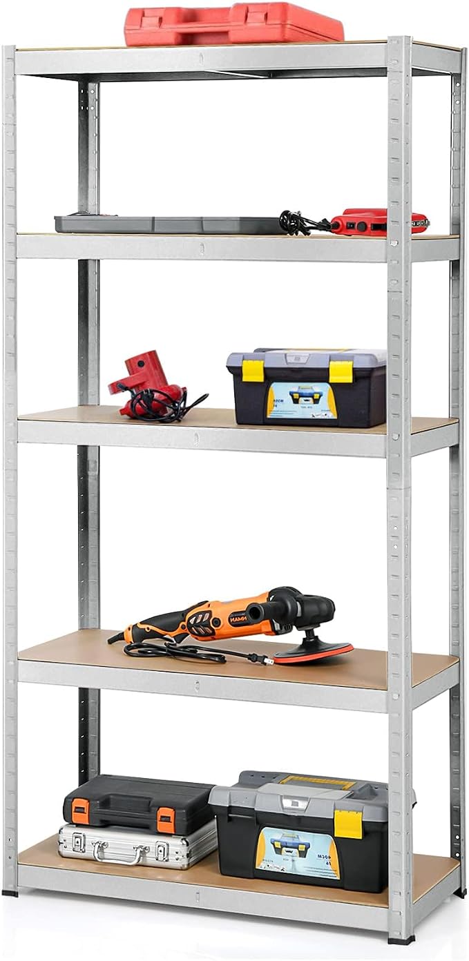 ERGOMASTER 5 Tier Utility Shelves Rack Garage Heavy Duty Steel Metal Shelving by ERGOMASTER