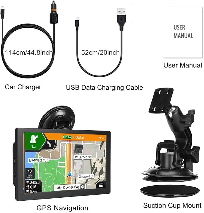 GPS Navigator for Car Truck RV – 9'' HD Touchscreen, Latest 2025 Map - Image 7