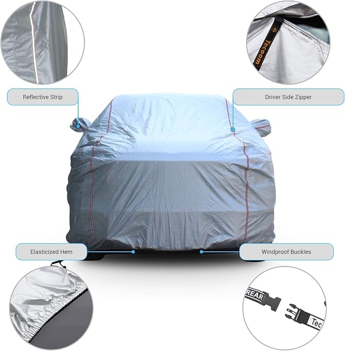 Tecoom Hard Shell Truck Car Cover Waterproof UV-Proof Windproof Zipper Design - Image 5