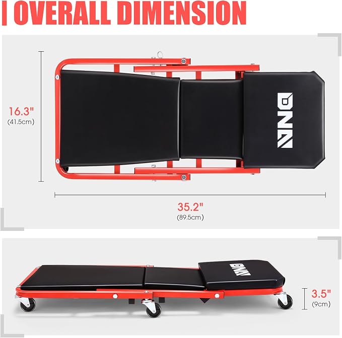 ‎DNA MOTORING TOOLS-00184 36 Inches 2 IN 1 Rolling Folding Car Creeper/Seat - Image 3