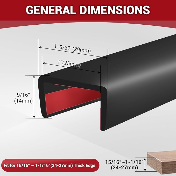Rubber Edge Trim, Counter Top, Wide U Shaped Edge Trim, Edge Banding - Image 2