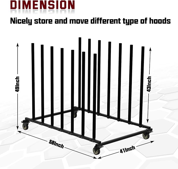 Vehicle Hood Storage Cart, 6 Hood Storage Rack - Image 4