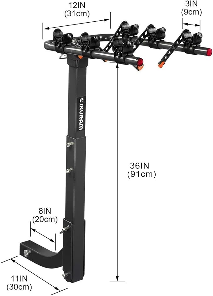 3 Bike Rack Bicycle Carrier Racks Hitch Mount Double Foldable Rack - Image 2