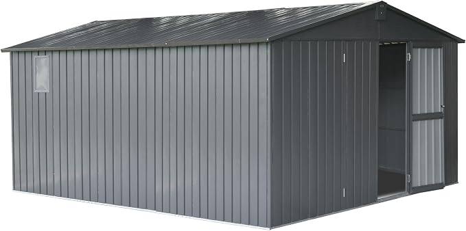 IKERY Extra Large Galvanized Steel Storage Shed 11' x 12.5' by IKERY
