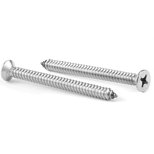 #10 x 1-3/4" Wood Screw 100Pcs 18-8 Stainless Steel Screws Flat Head Phillips by SGTZH