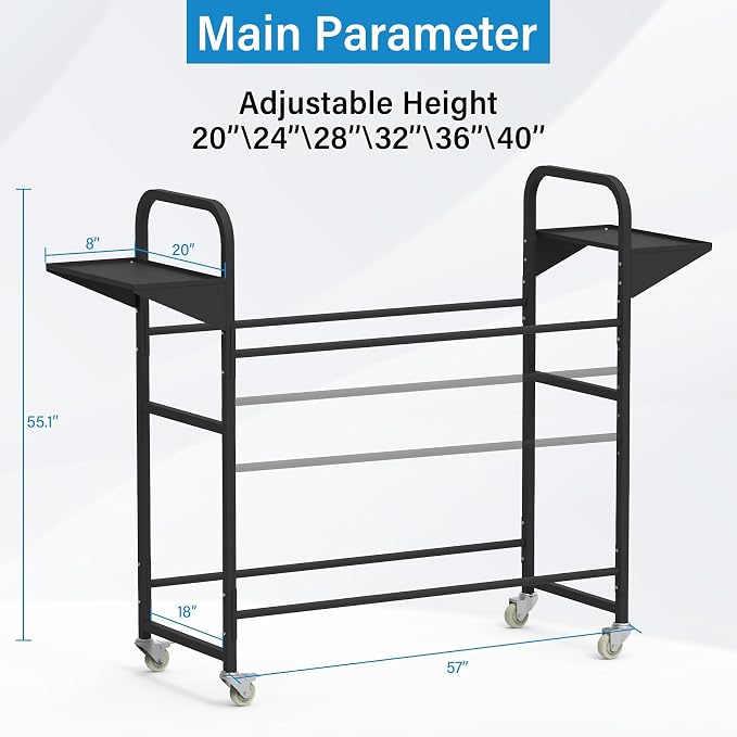 Tire Storage Rack 57" x 55.1" x 20" w/Anti-dust Cover, Adjustable Rolling Tire - Image 2